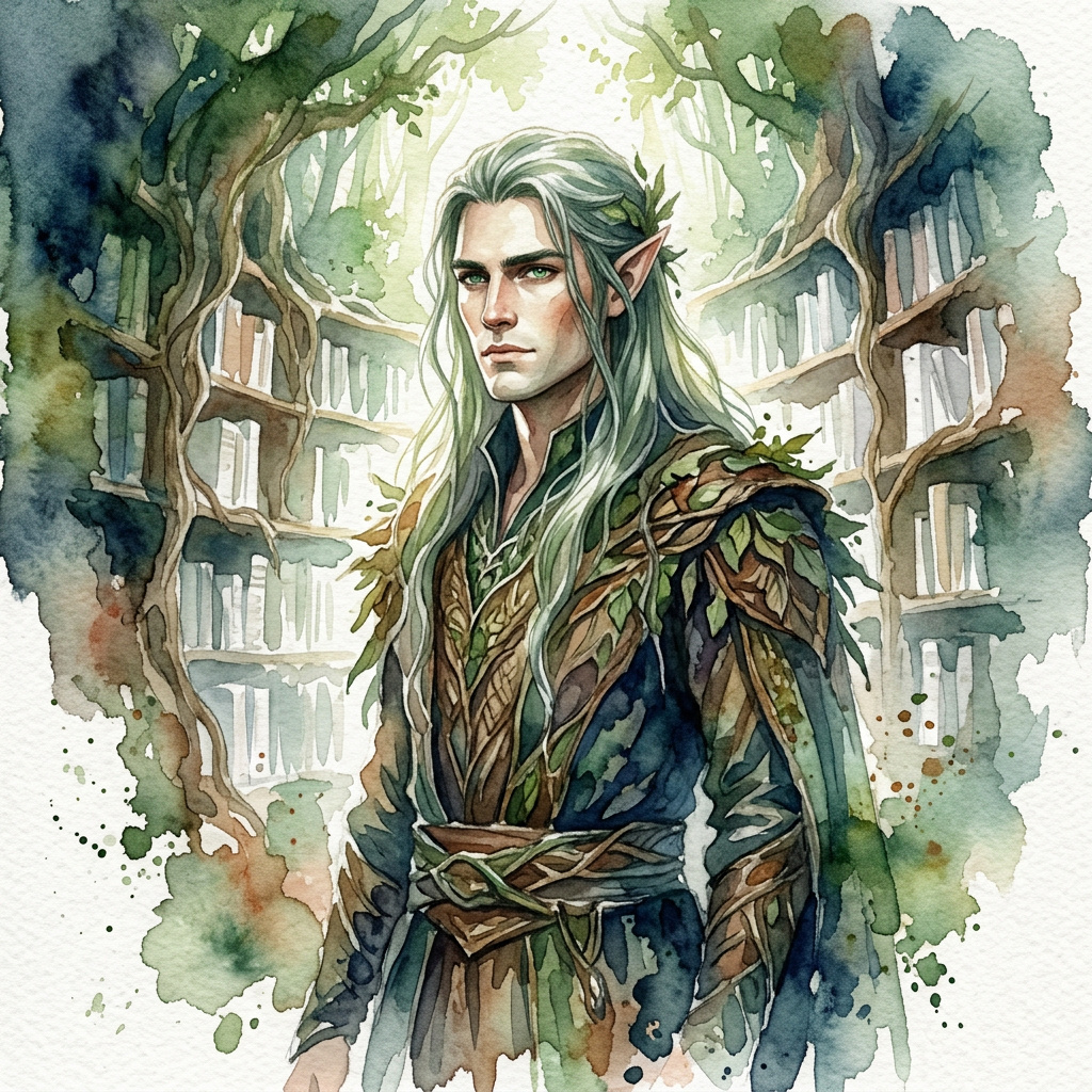 Portrait of Rowan Elwood, Forest elf AI companion