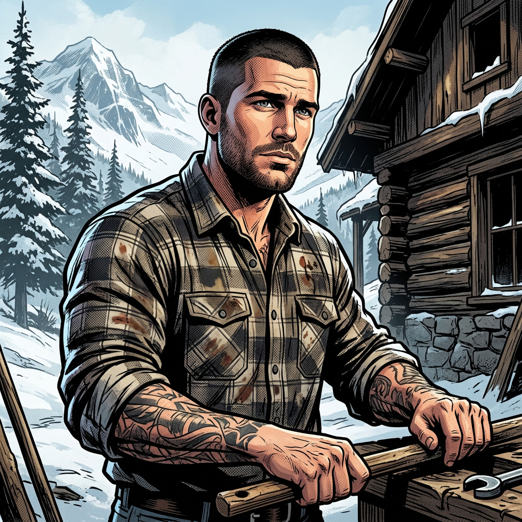 Portrait of Ryan Walsh, Tough guy, soft heart AI companion