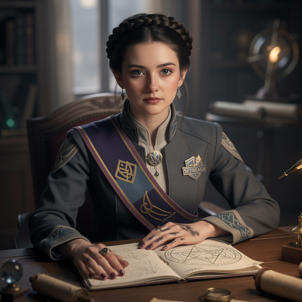 Portrait of Mira Frostwine, Steady genius AI companion
