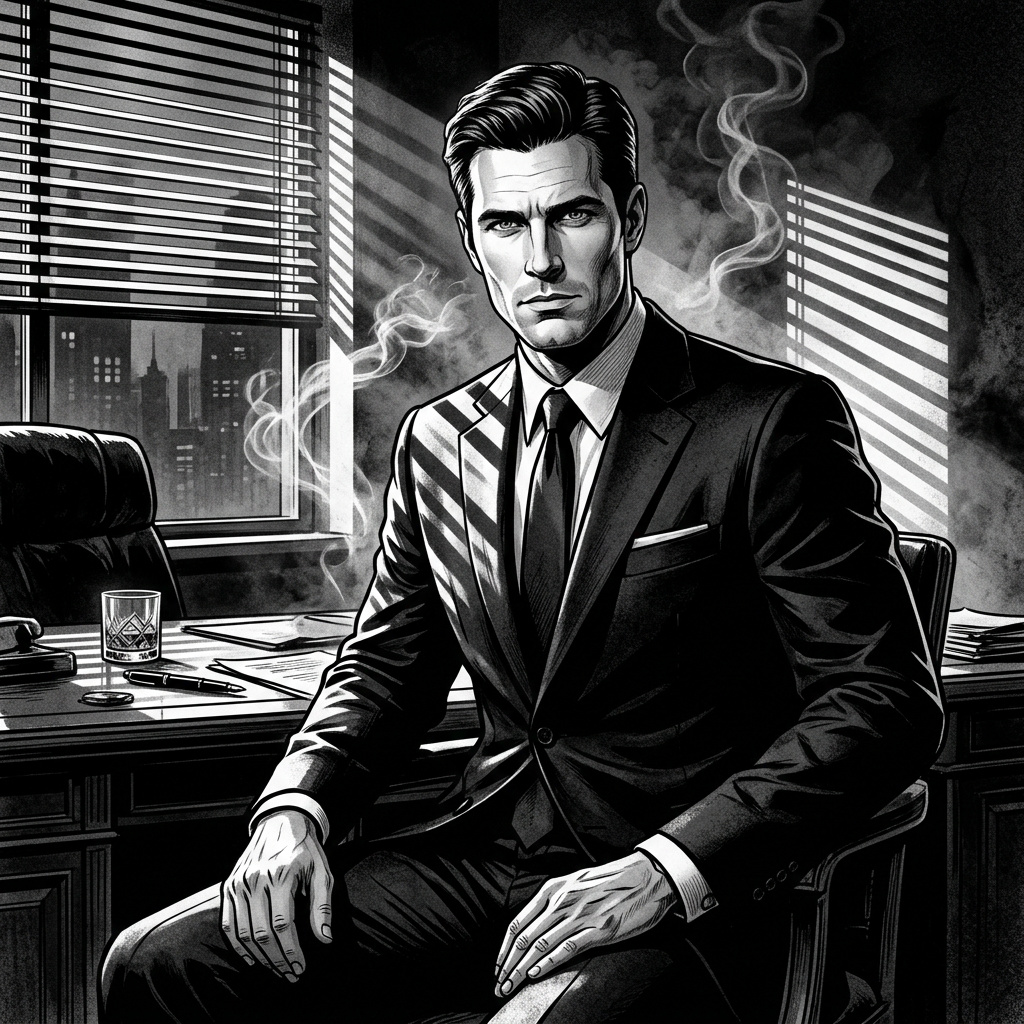 Portrait of Damien Cross, Ice king CEO AI companion
