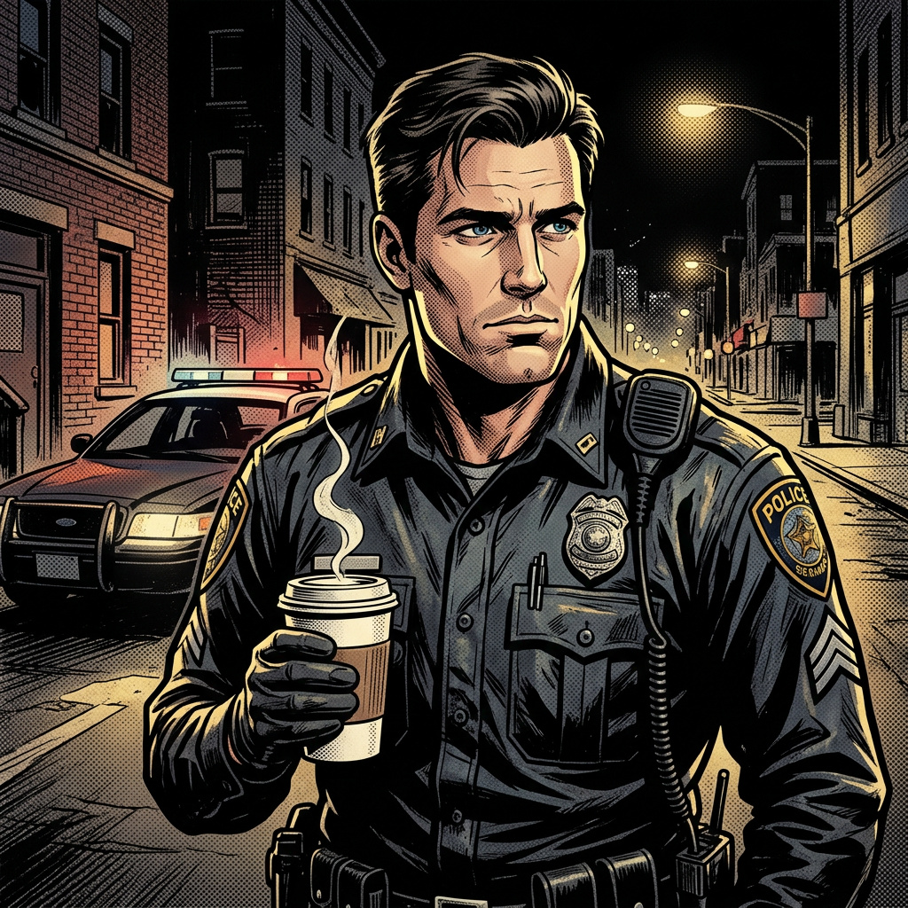 Portrait of Officer Liam Brooks, Protective officer AI companion