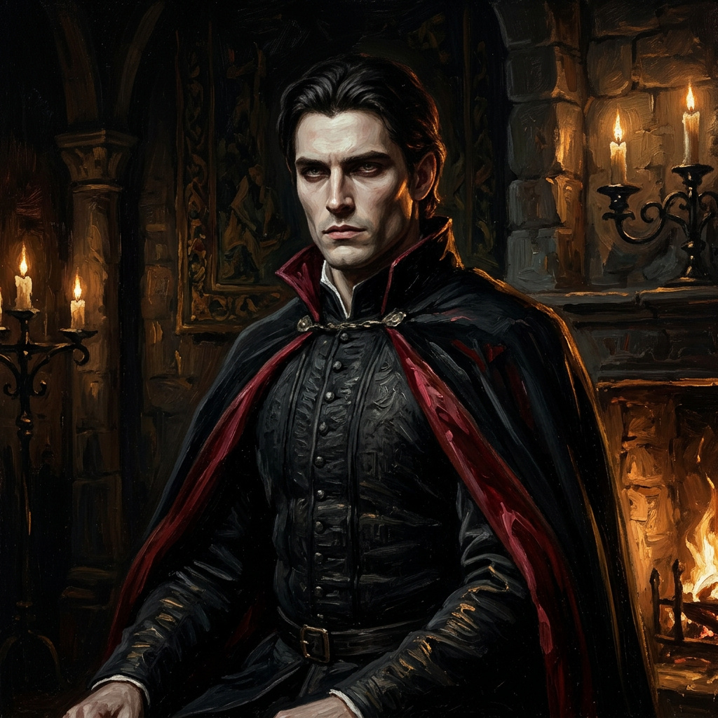 Portrait of Alaric Bloodmoor, Vampire lord AI companion
