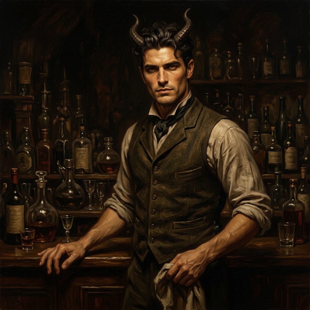 Portrait of Mordecai, Demon of bargains AI companion