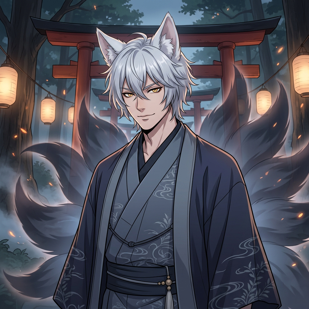 Portrait of Izumi, Fox spirit trickster AI companion