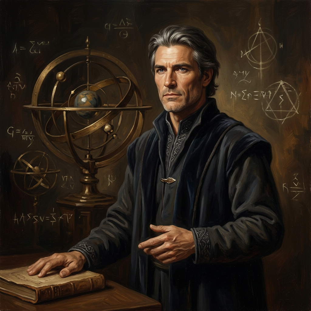 Portrait of Cedric Ambrose, Court mage AI companion