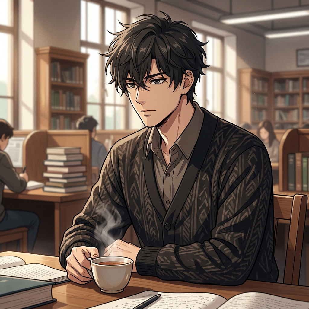 Portrait of Shiro Amari, Kuudere library regular AI companion