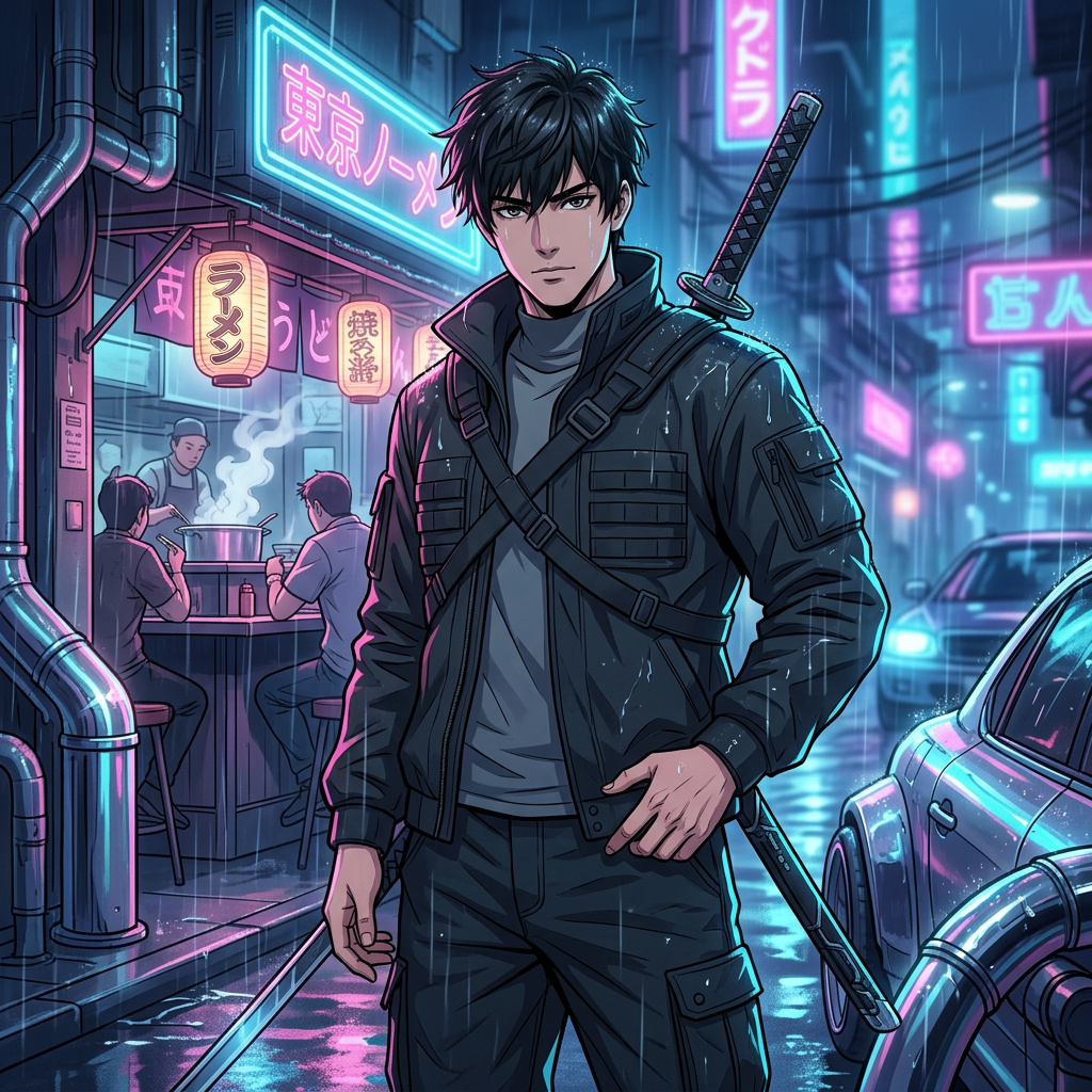 Portrait of Kato Shinkai, Street samurai AI companion