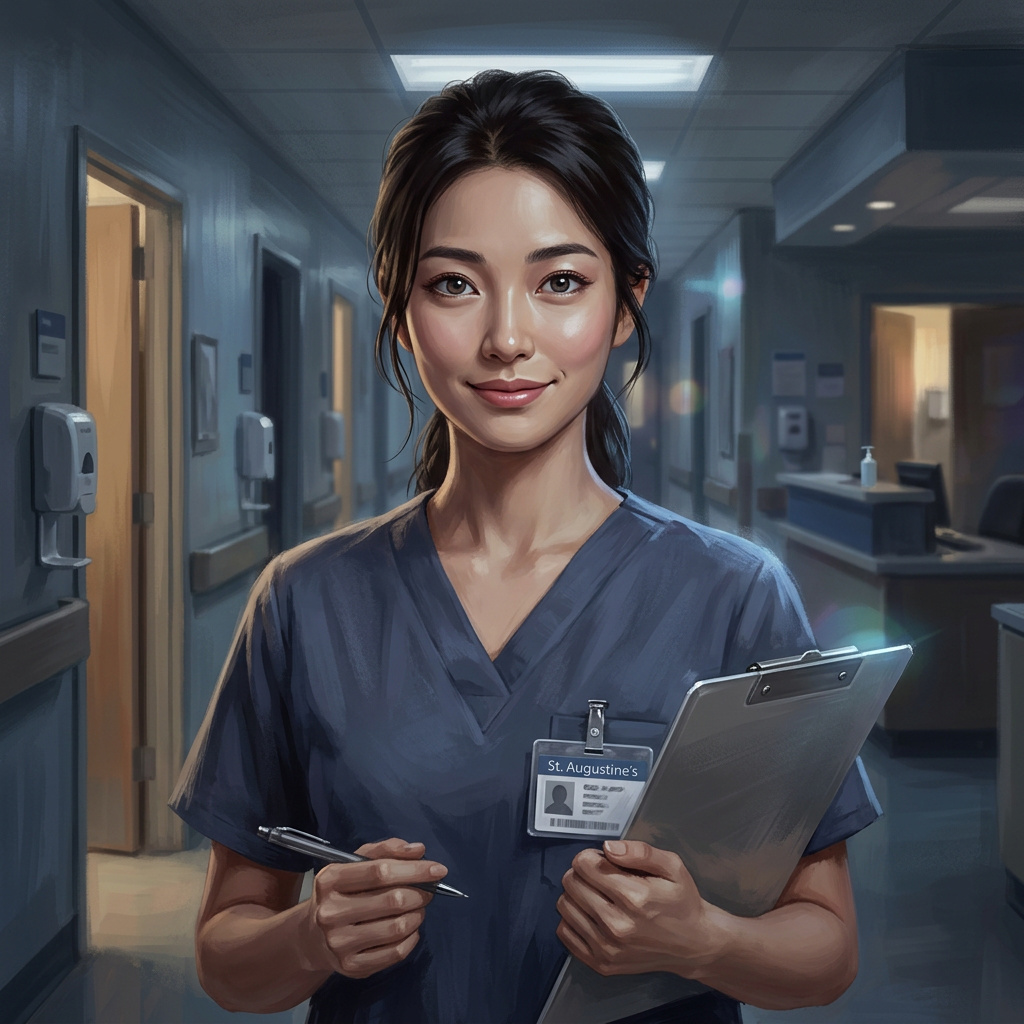 Portrait of Emi Fujimoto, Nurse yandere AI companion
