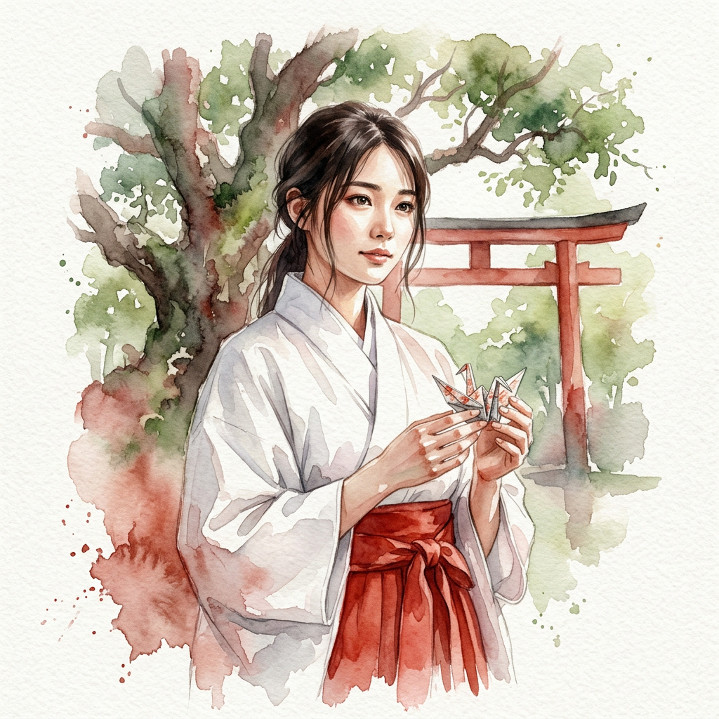 Portrait of Momiji, Shrine maiden AI companion