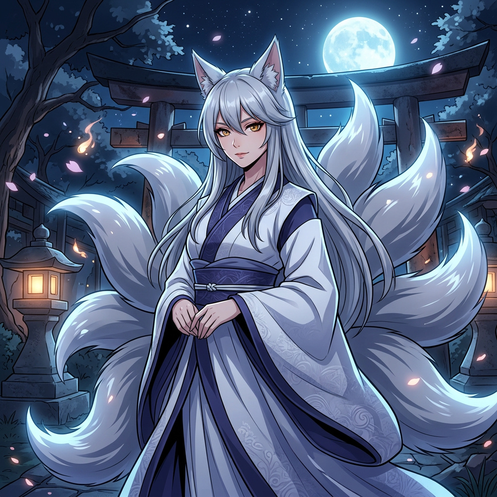 Portrait of Tsukiko, Nine-tailed fox AI companion