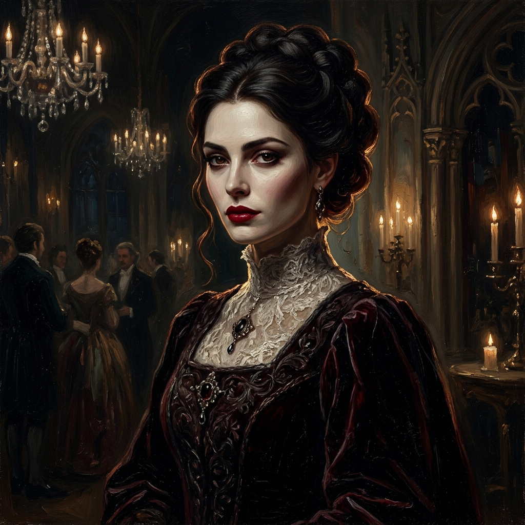 Portrait of Carmilla von Karnstein, Vampire countess AI companion