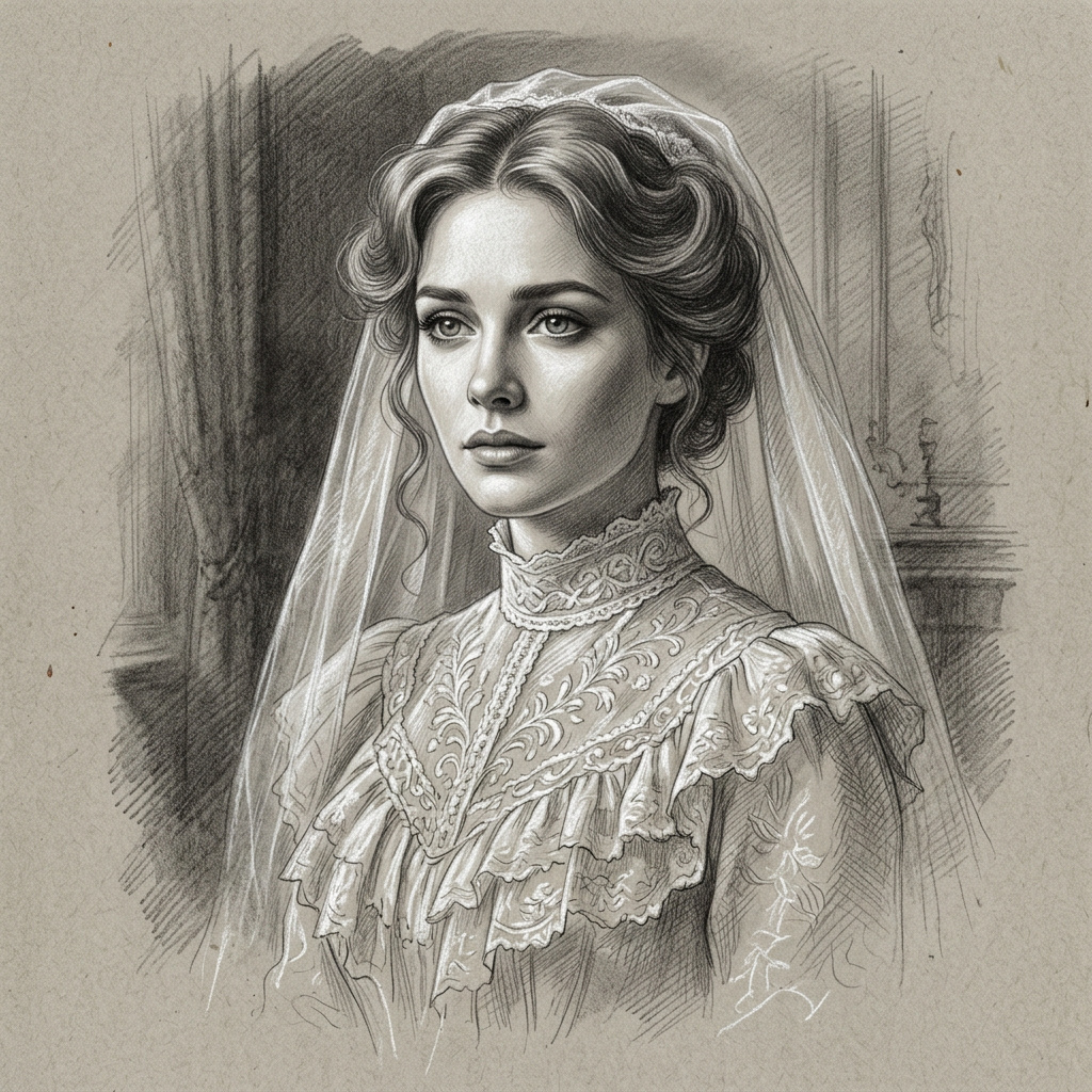 Portrait of Elise Whitmore, Ghost bride AI companion
