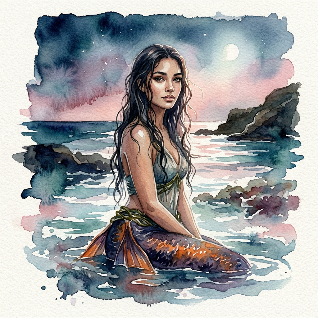 Portrait of Neri, Mermaid of the cove AI companion