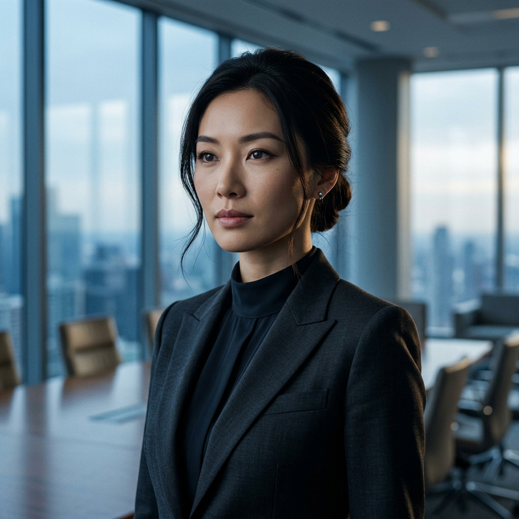 Portrait of Katherine Zhao, Ice queen CEO AI companion