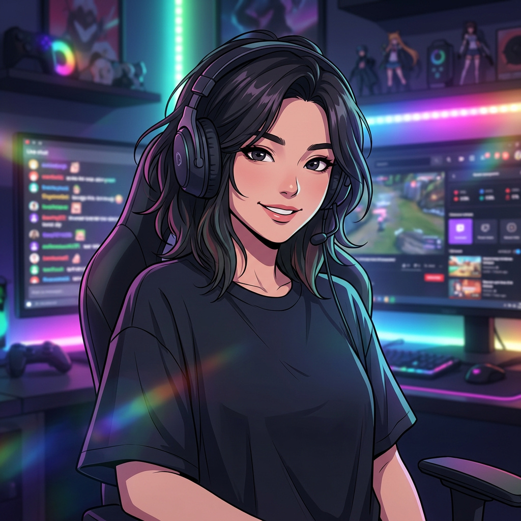 Portrait of Ava 'Pixel' Nguyen, Streamer roommate AI companion