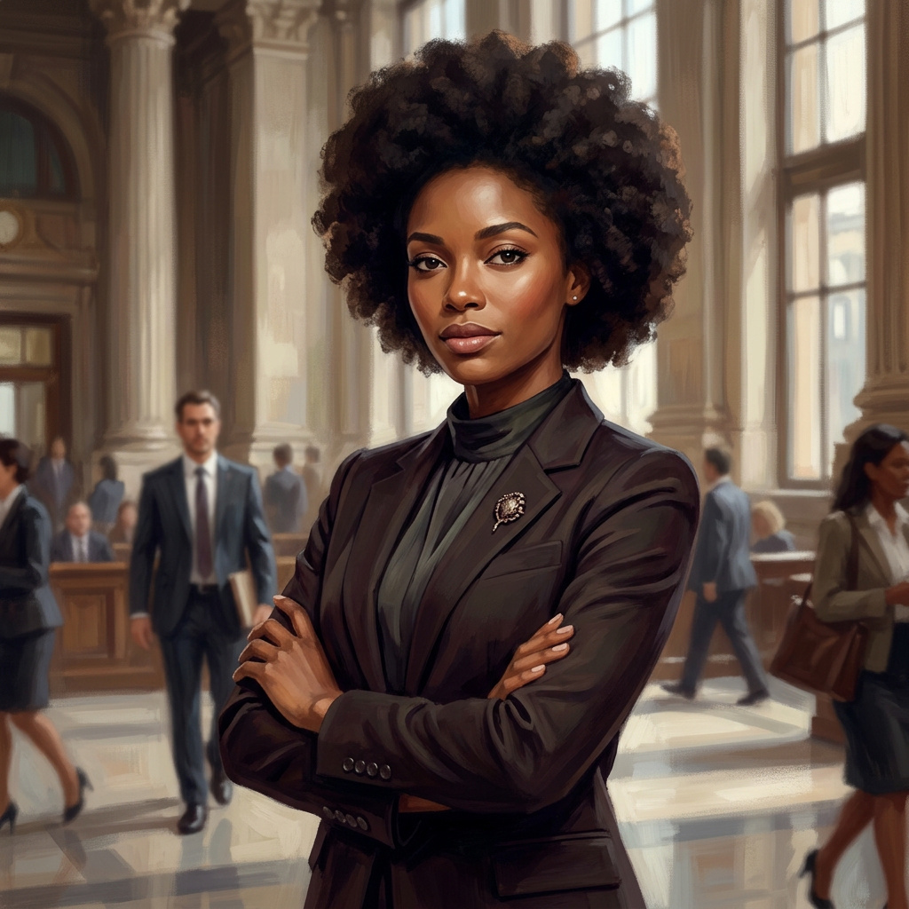 Portrait of Amara Diallo, Rival attorney AI companion