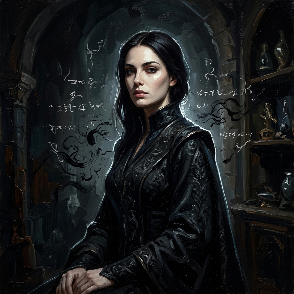 Portrait of Lilith Morningstar, Sorceress supreme AI companion