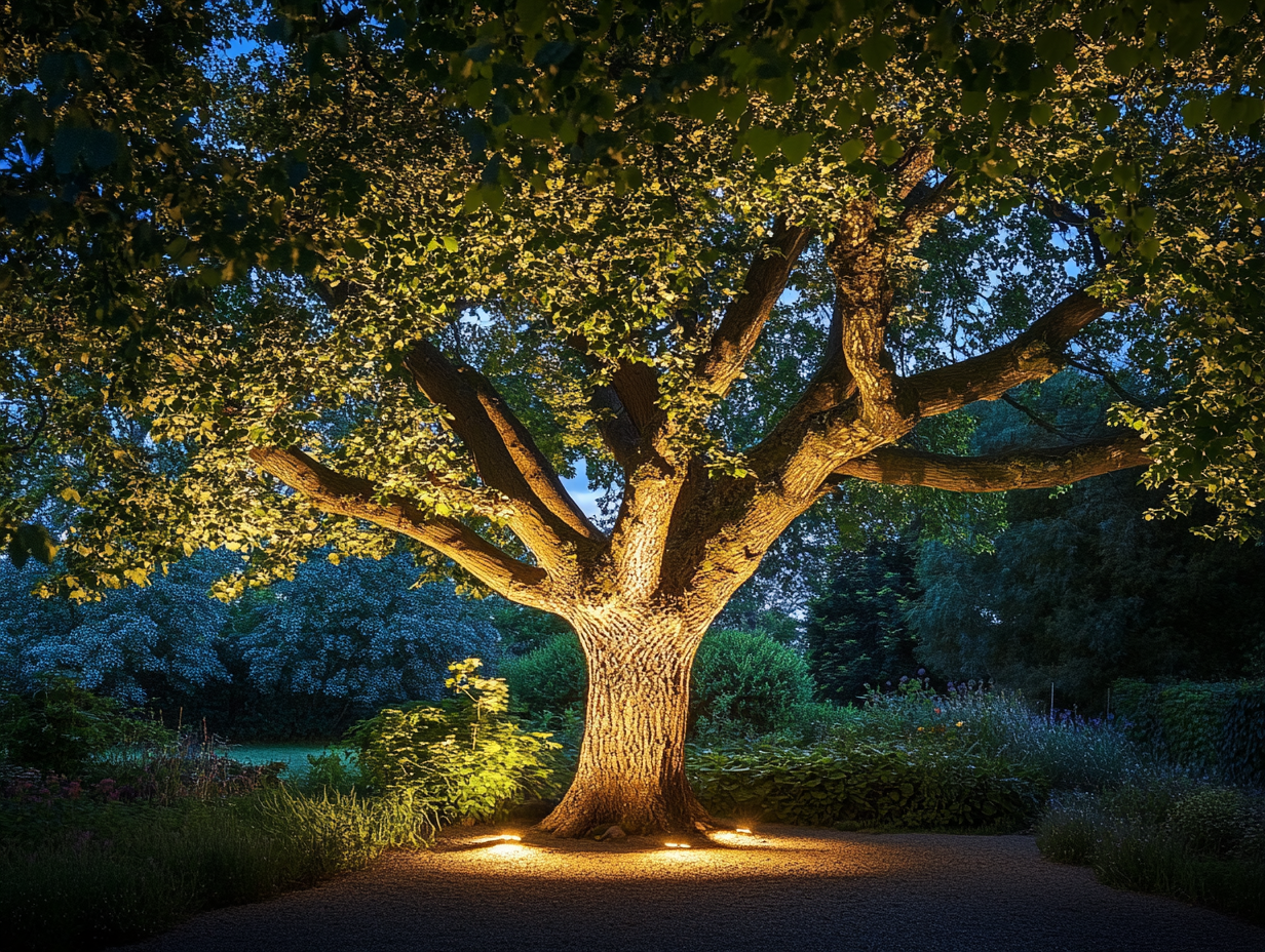 majestic tree in a garden.