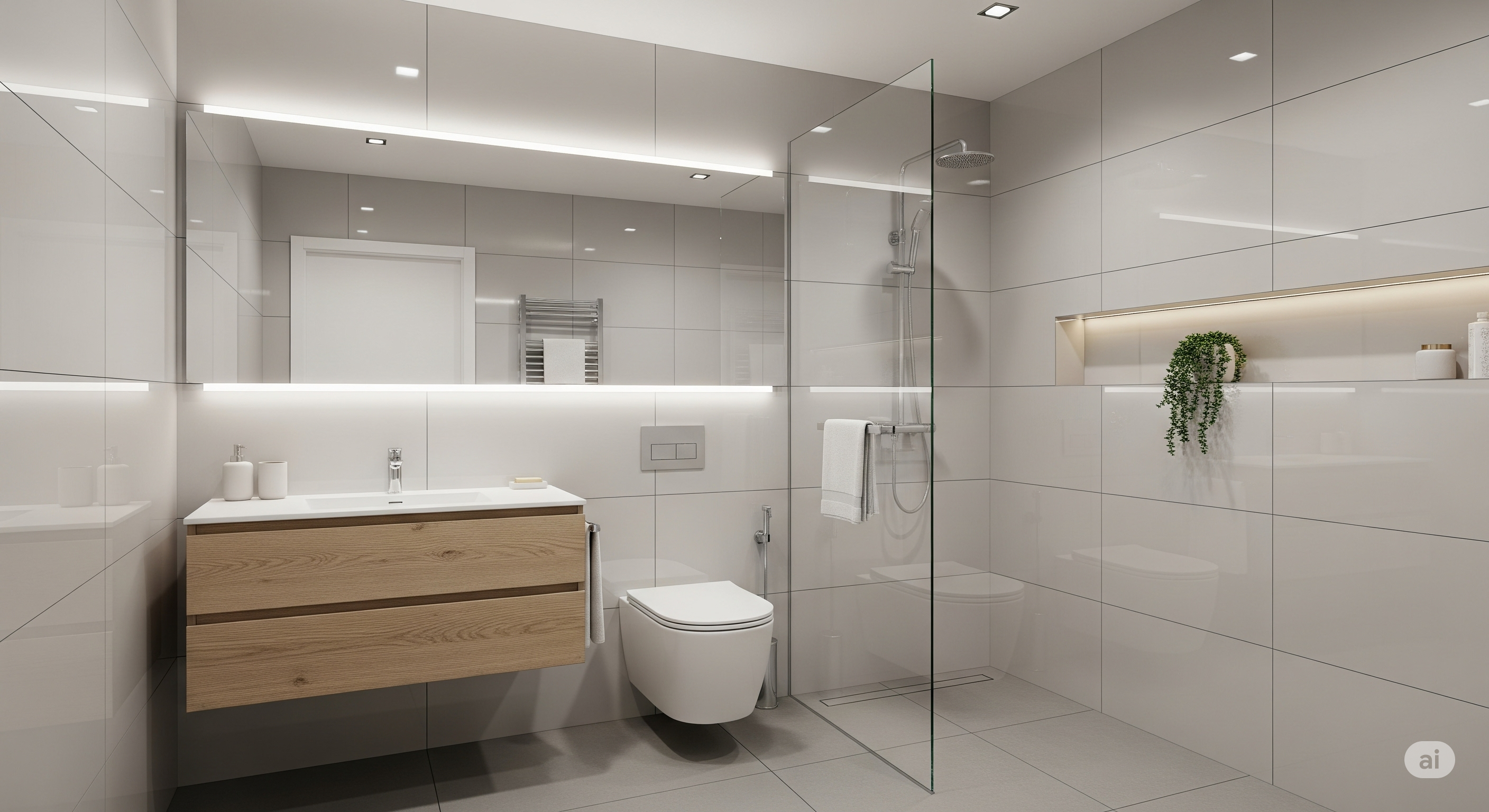 bright and modern small bathroom