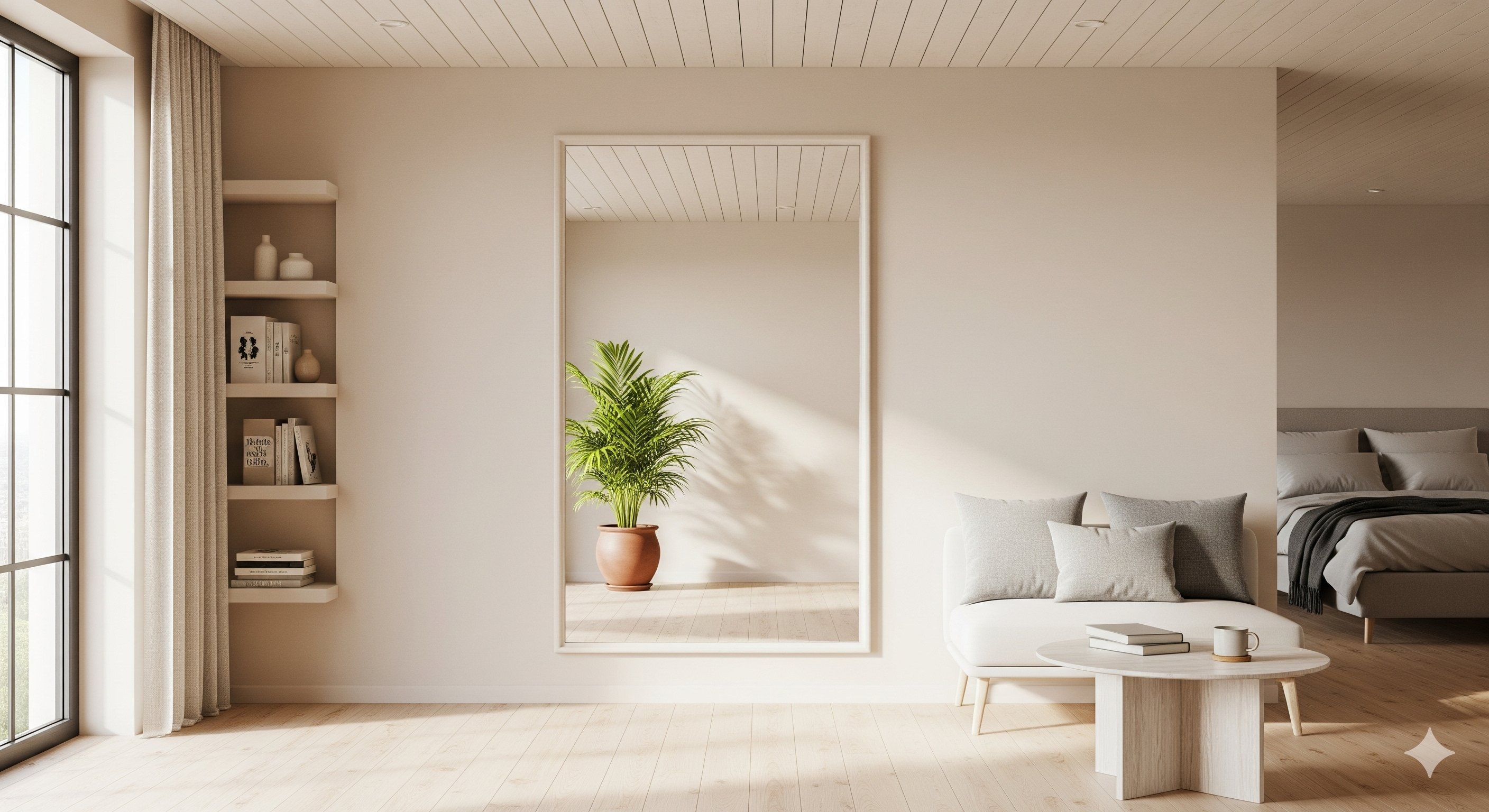 bright and airy studio apartment.