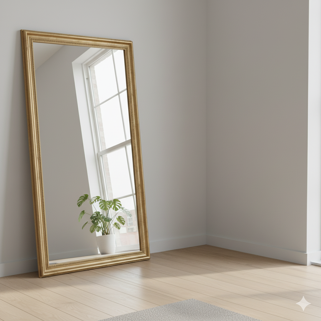 gold-framed mirror