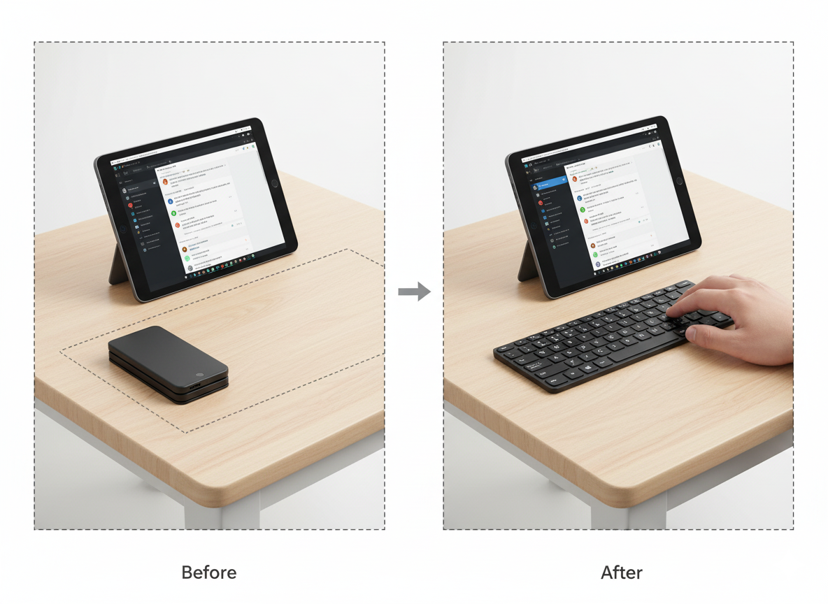 The Disappearing Home Office Keyboard (SODI Foldable Keyboard)