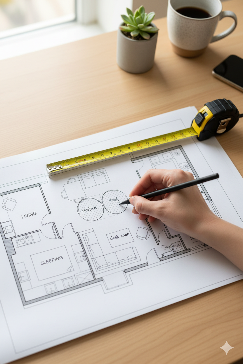 plan of a studio apartment