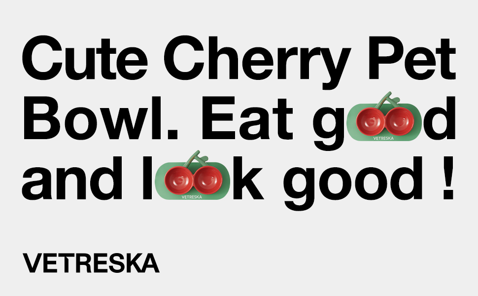 Vetreska Cherry Ceramic Pet Bowl