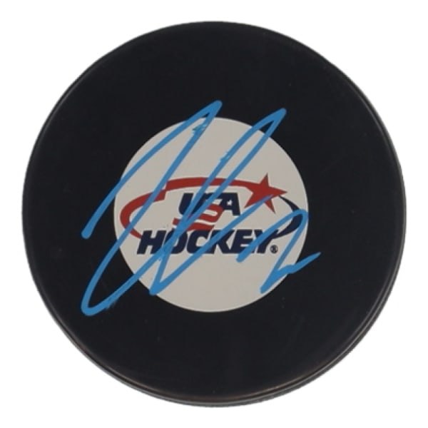 Tage Thompson Signed Team USA Hockey Puck (JSA)