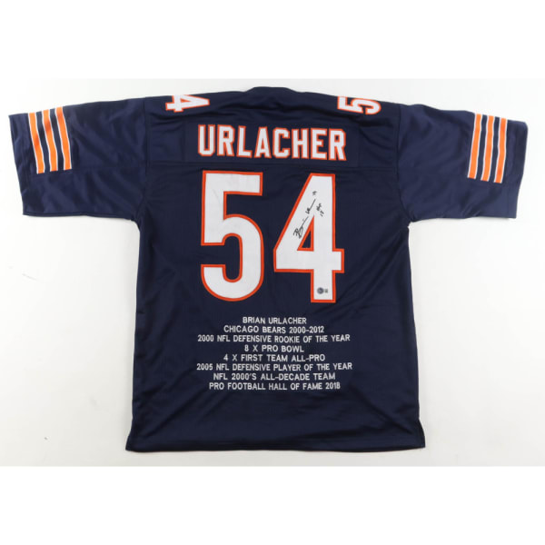 Brian Urlacher Signed Career Highlight Stat Jersey Inscribed "HOF 18" (Beckett)