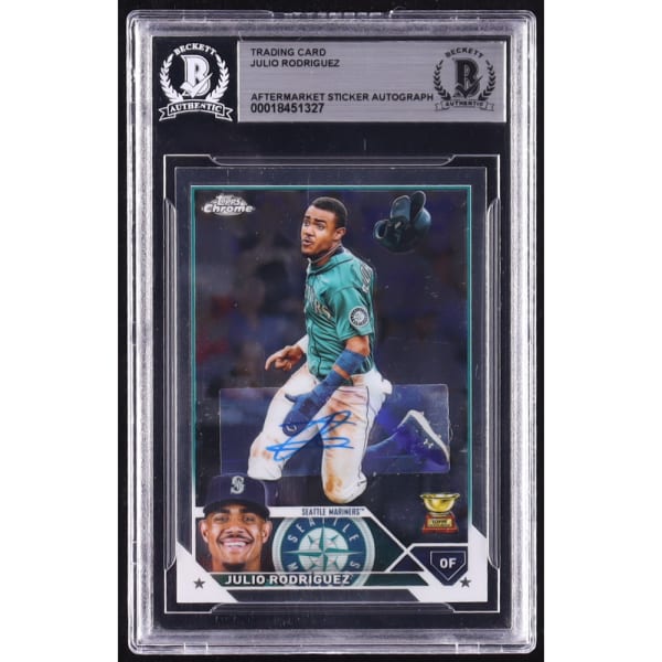 Julio Rodriguez Signed Sticker On 2023 Topps Chrome #200 (BGS)