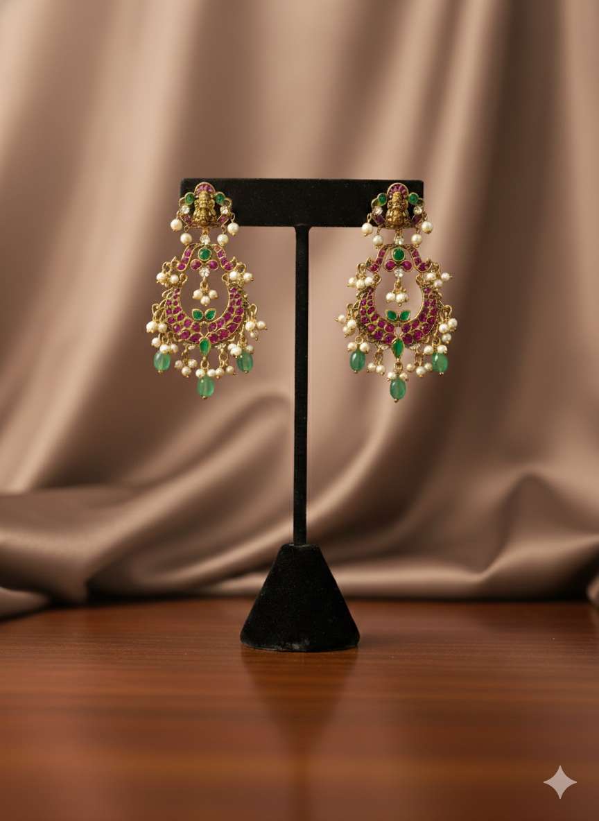 Emerald Ruby chandbali Earrings