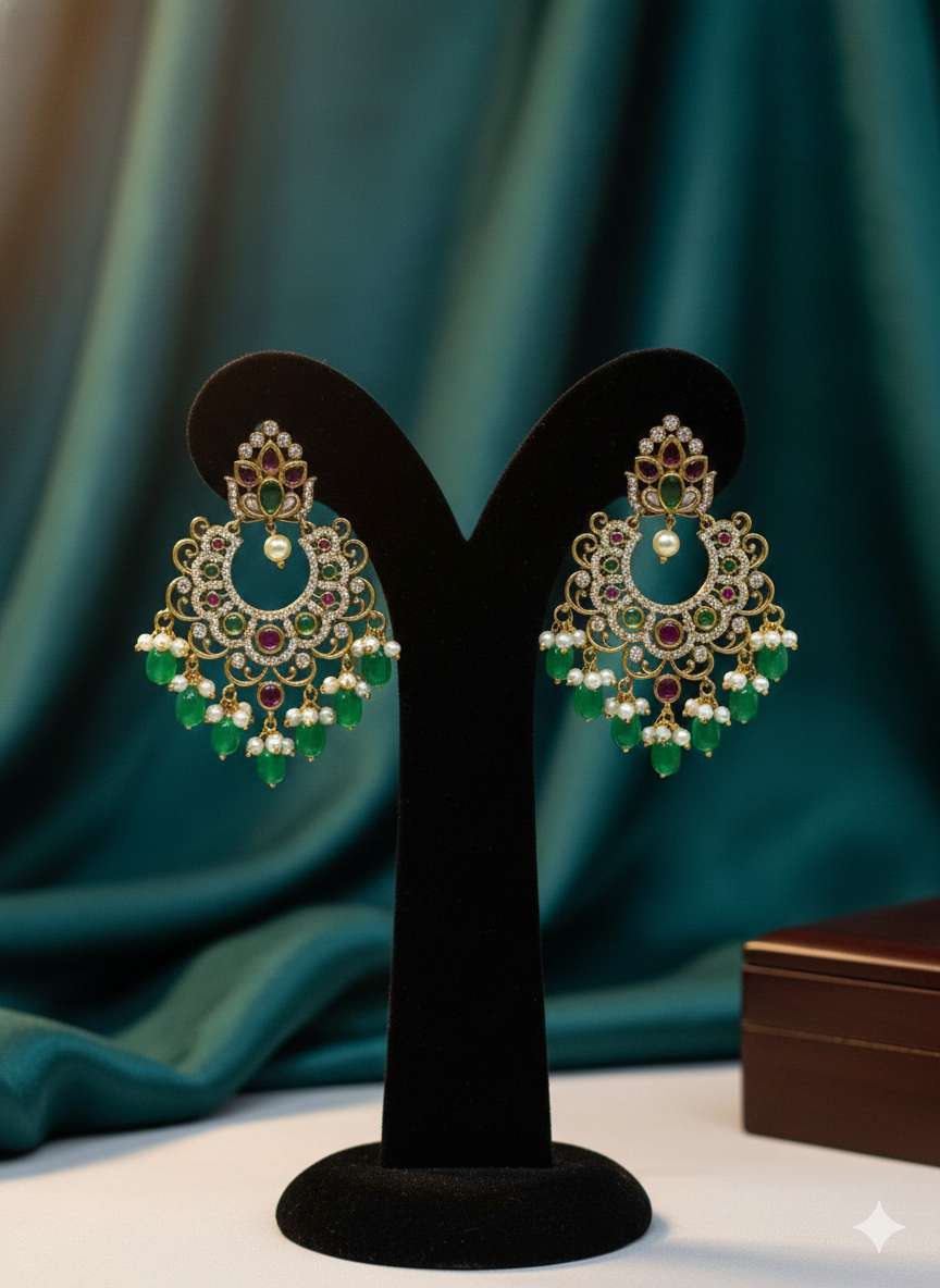 Royal Emerald Ruby chandbali Earrings
