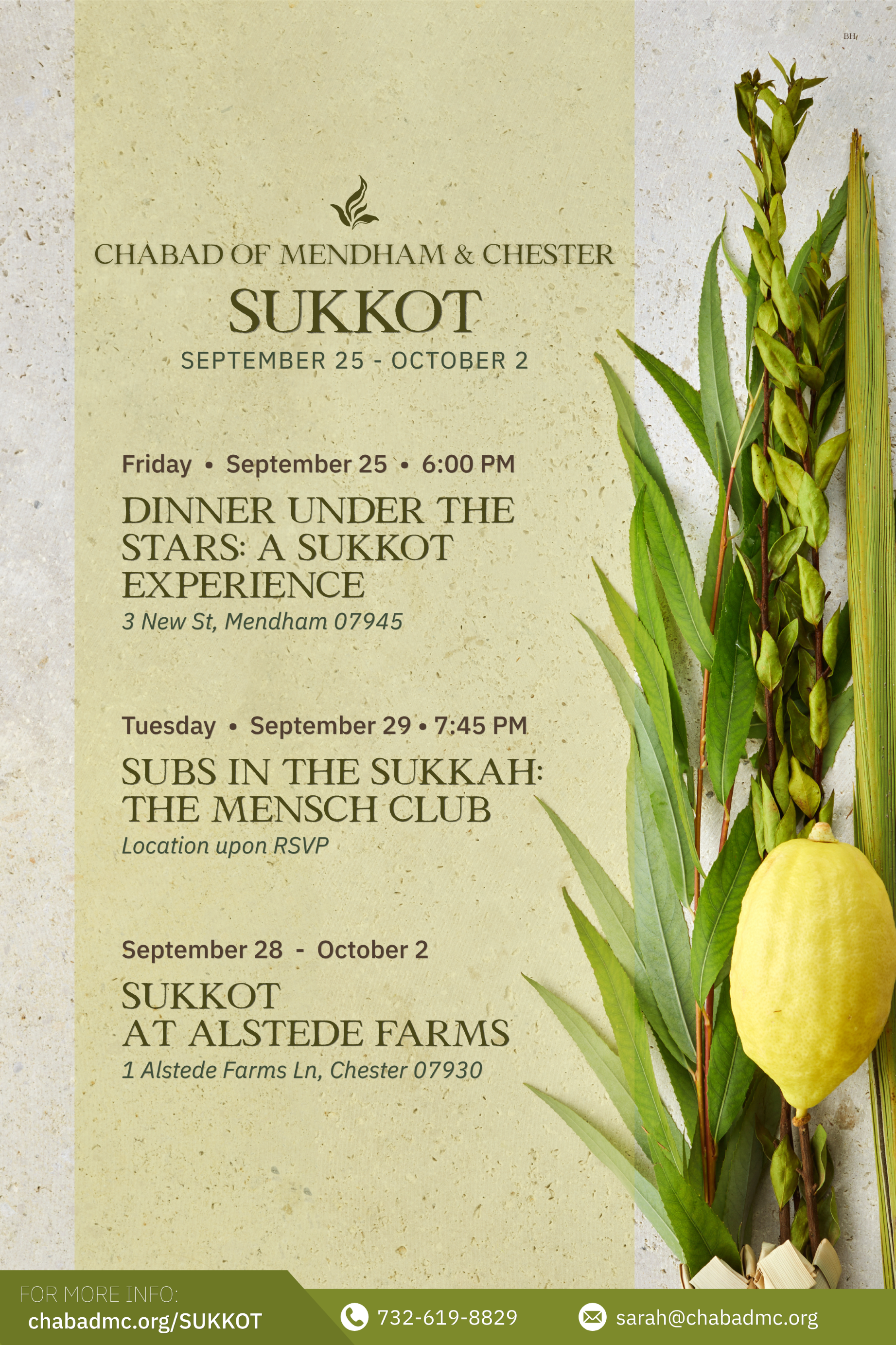 Sukkot 2026 Holiday Schedule flyer