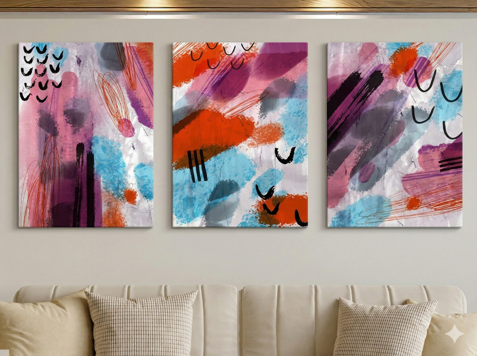 Tableau Triptyque Abstrait 019