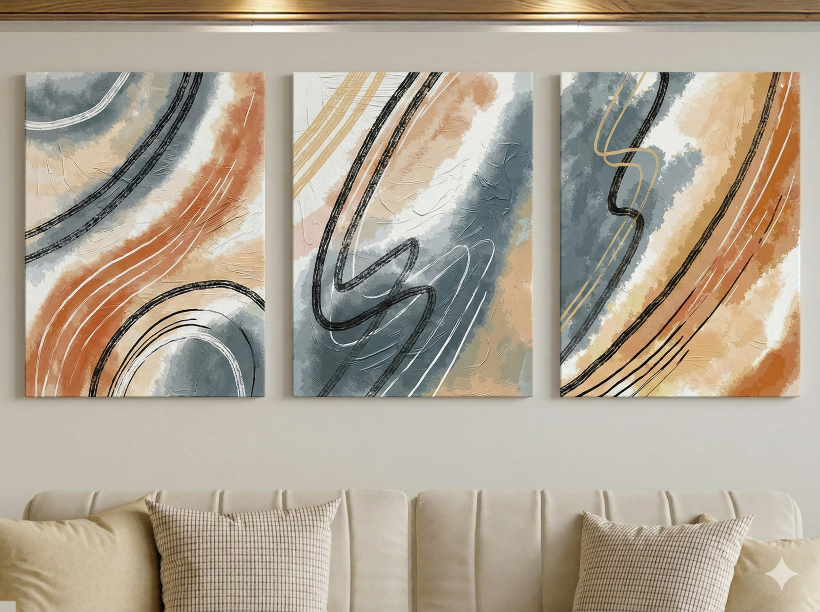 Tableau Triptyque Abstrait 023