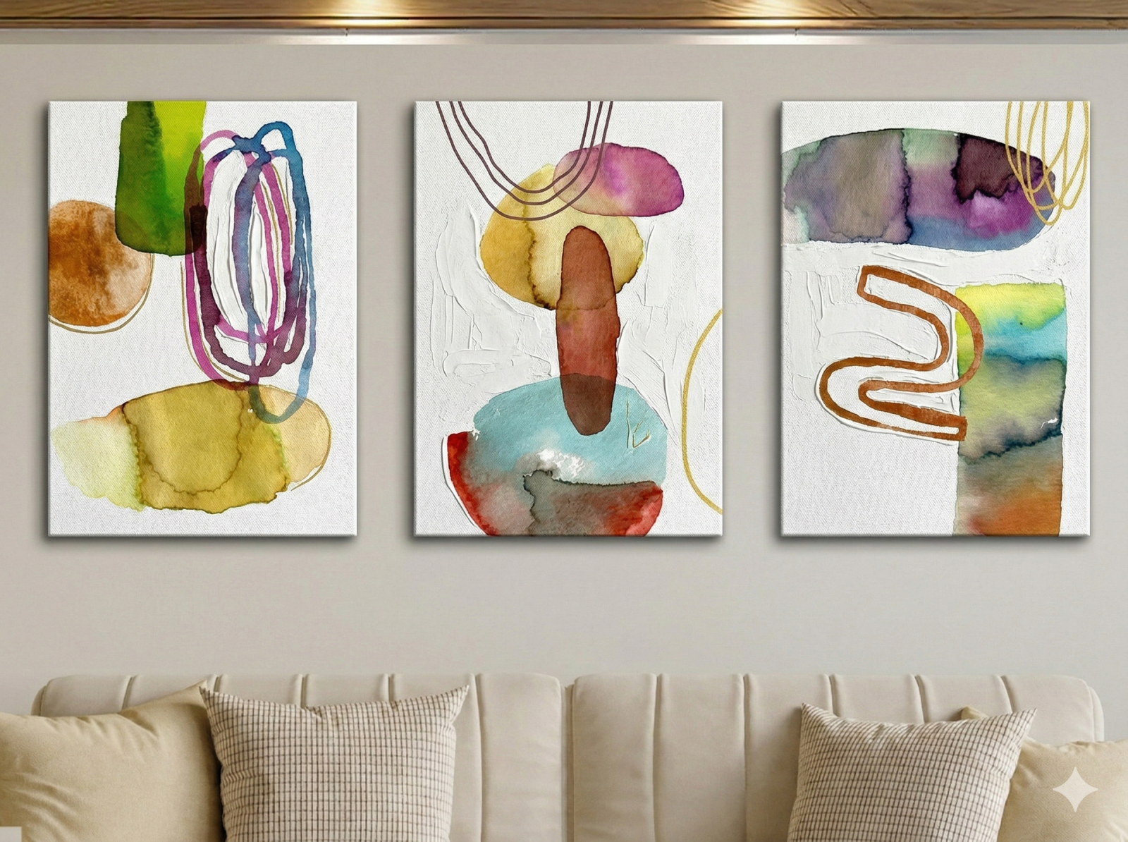 Tableau Triptyque Abstrait 032