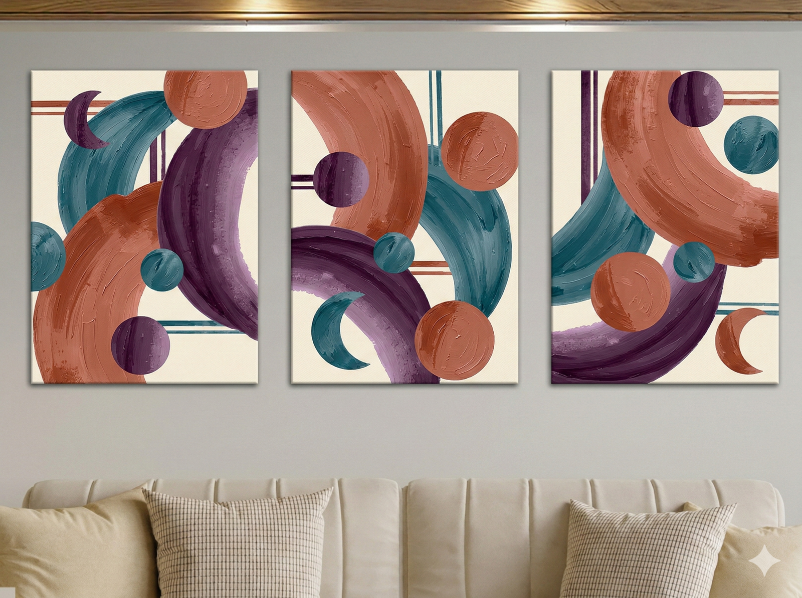 Tableau Triptyque Abstrait 036