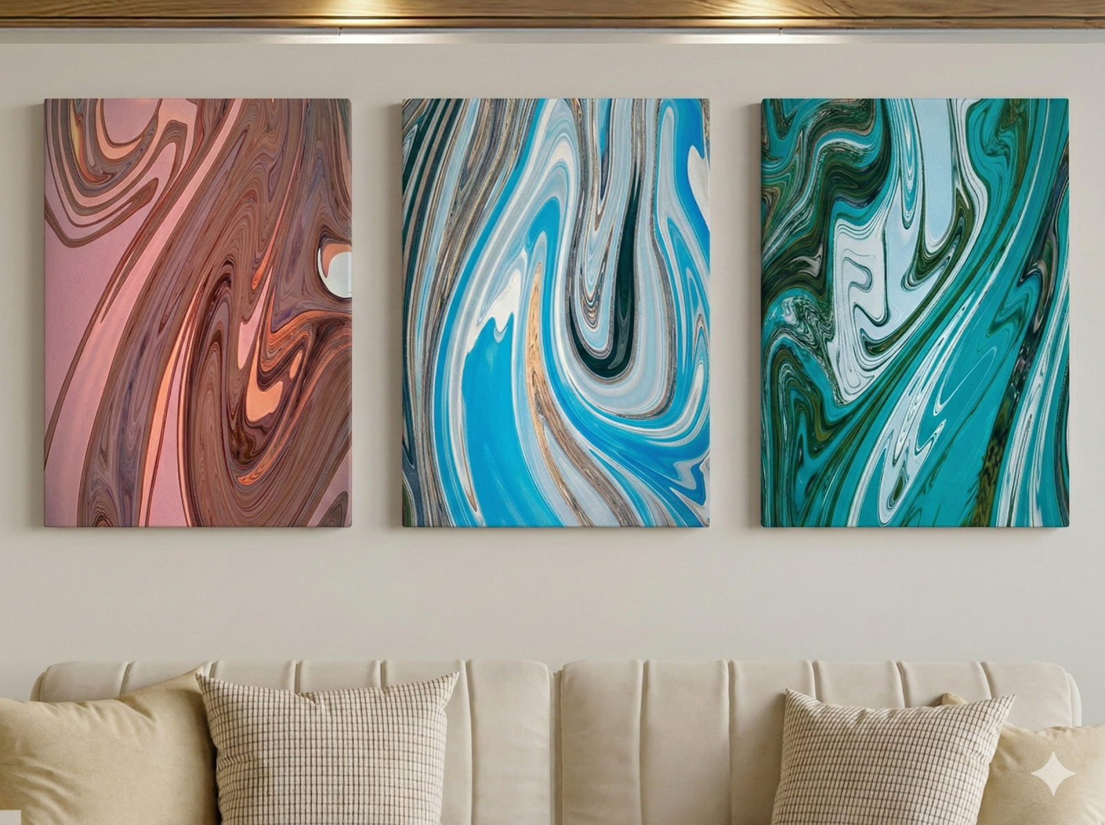 Tableau Triptyque Abstrait 038