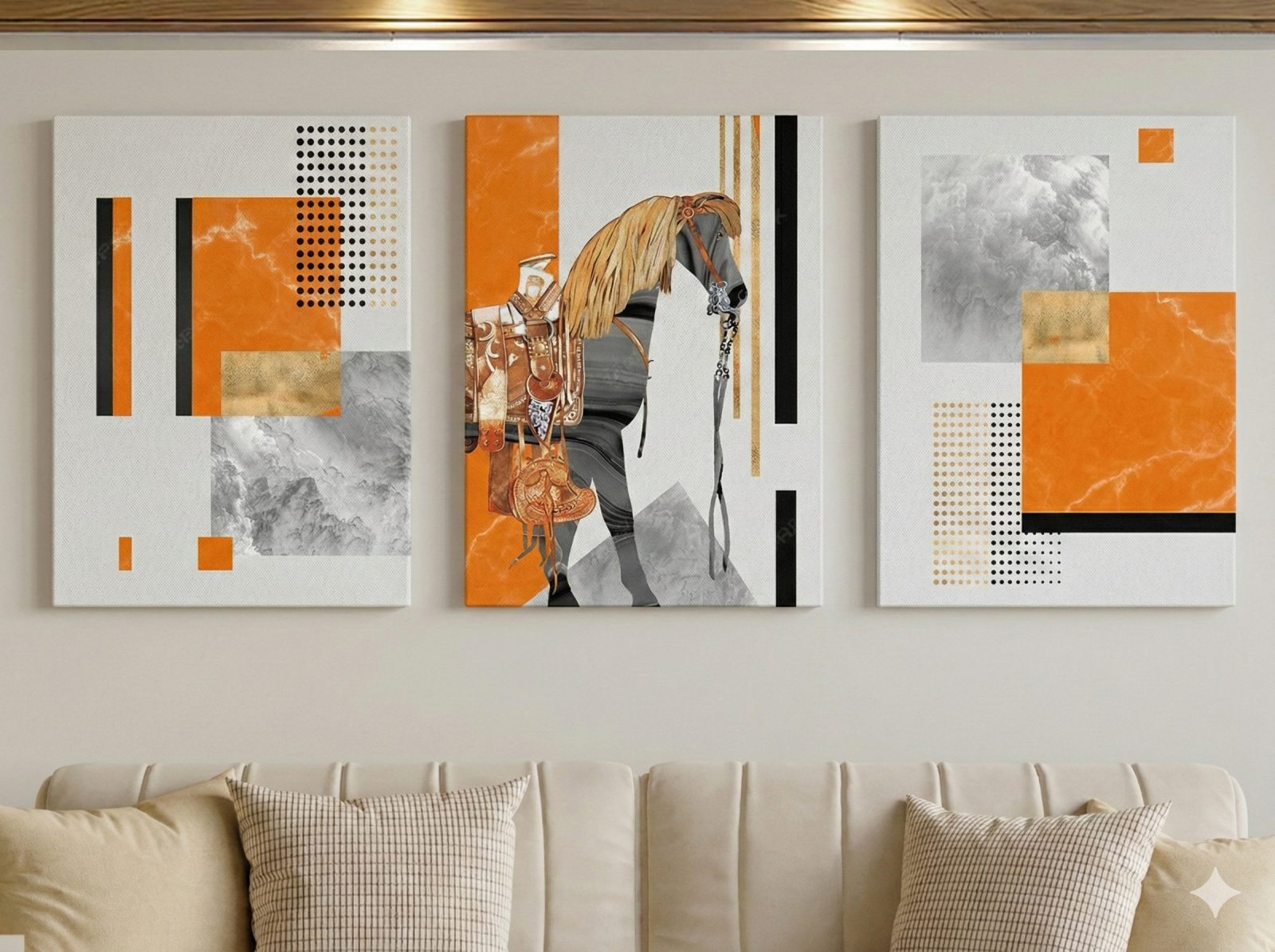 Tableau Triptyque Abstrait 039