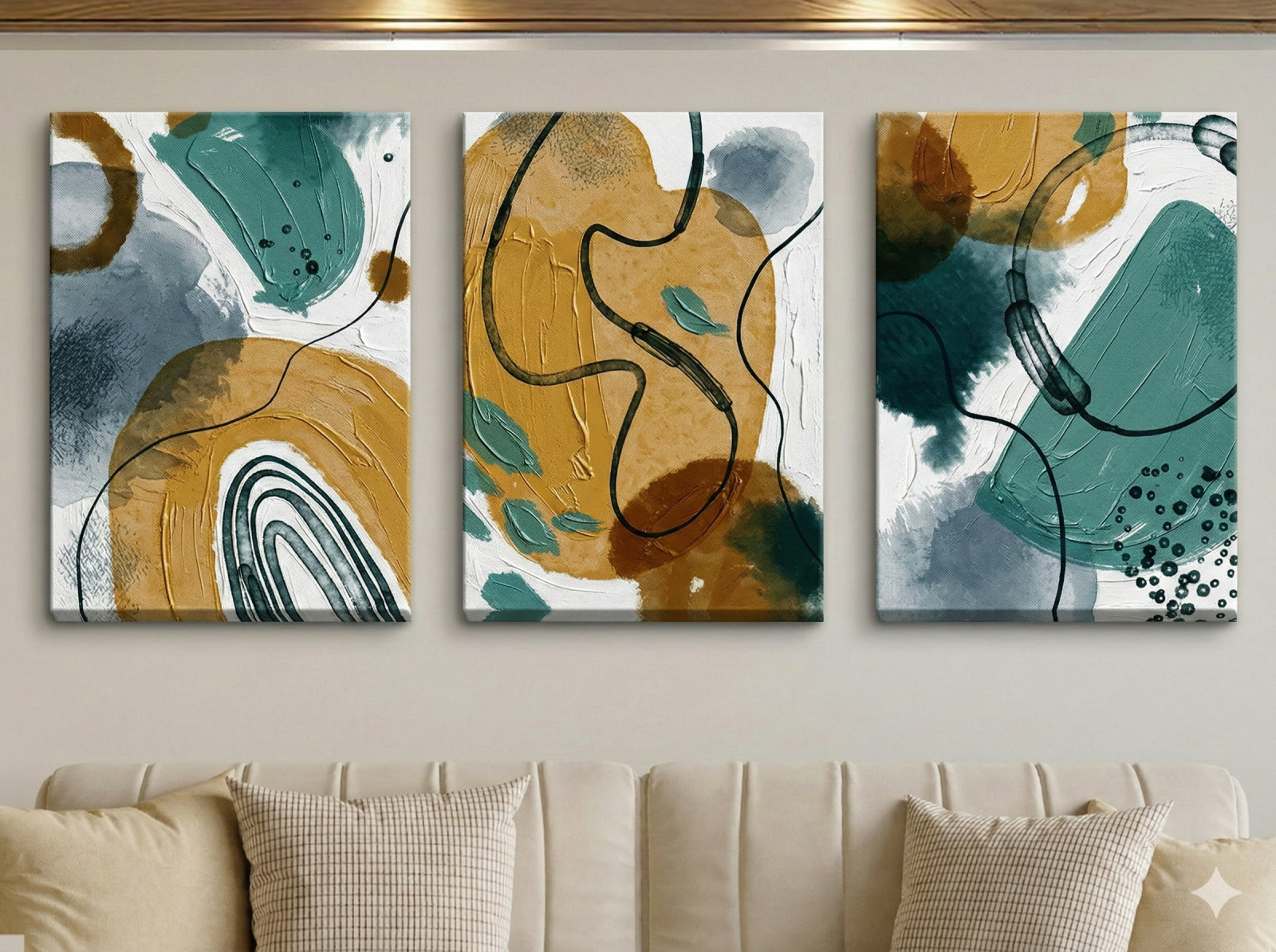 Tableau Triptyque Abstrait 044