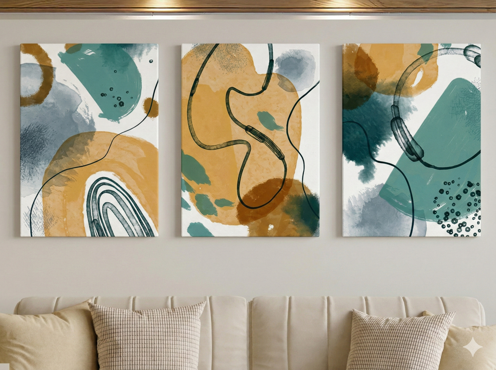 Tableau Triptyque Abstrait 047
