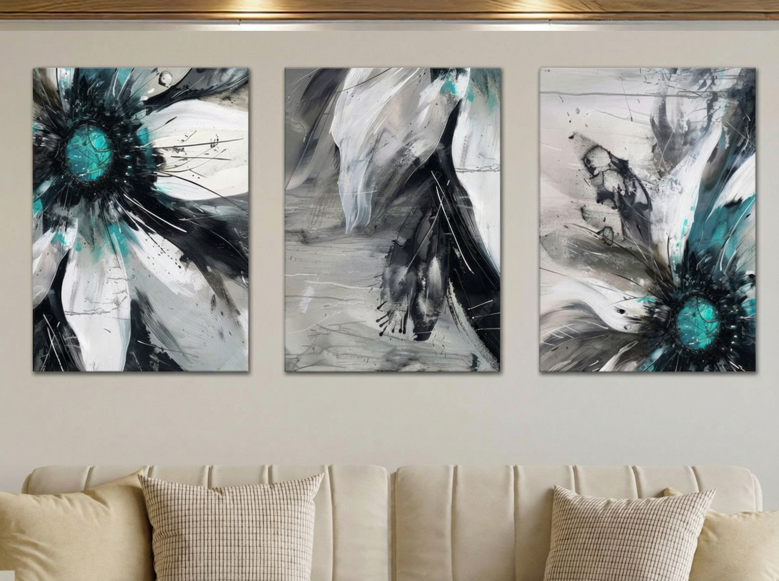Tableau Triptyque Abstrait 056