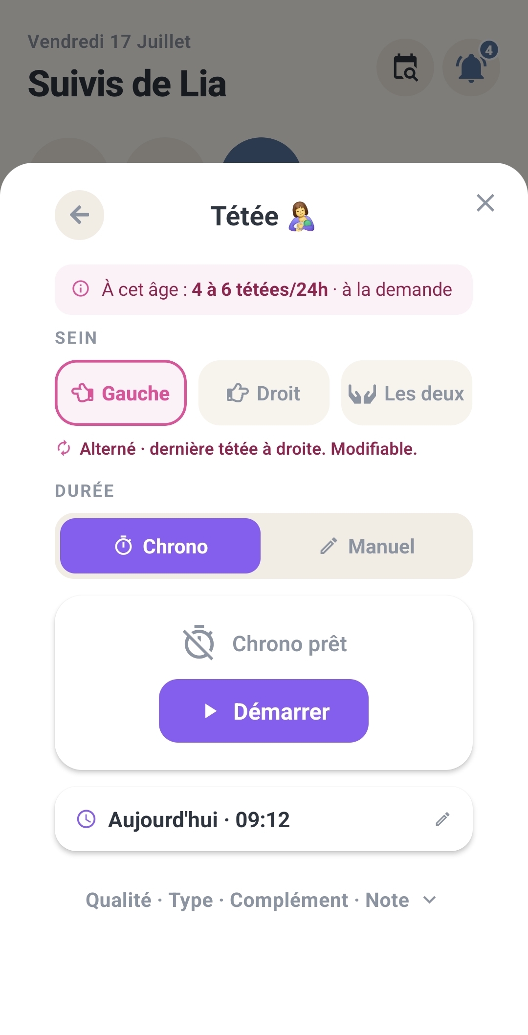 Chrono tétée dans Luma
