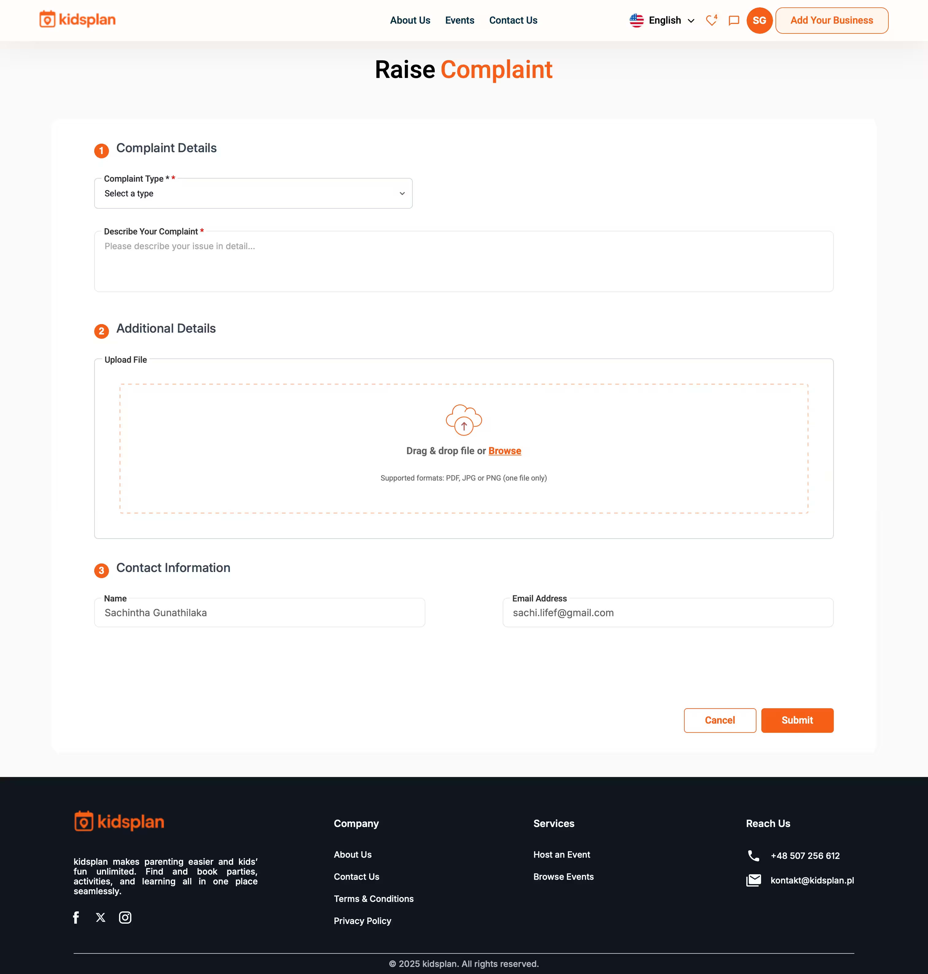 User Dashboard screenshot 9