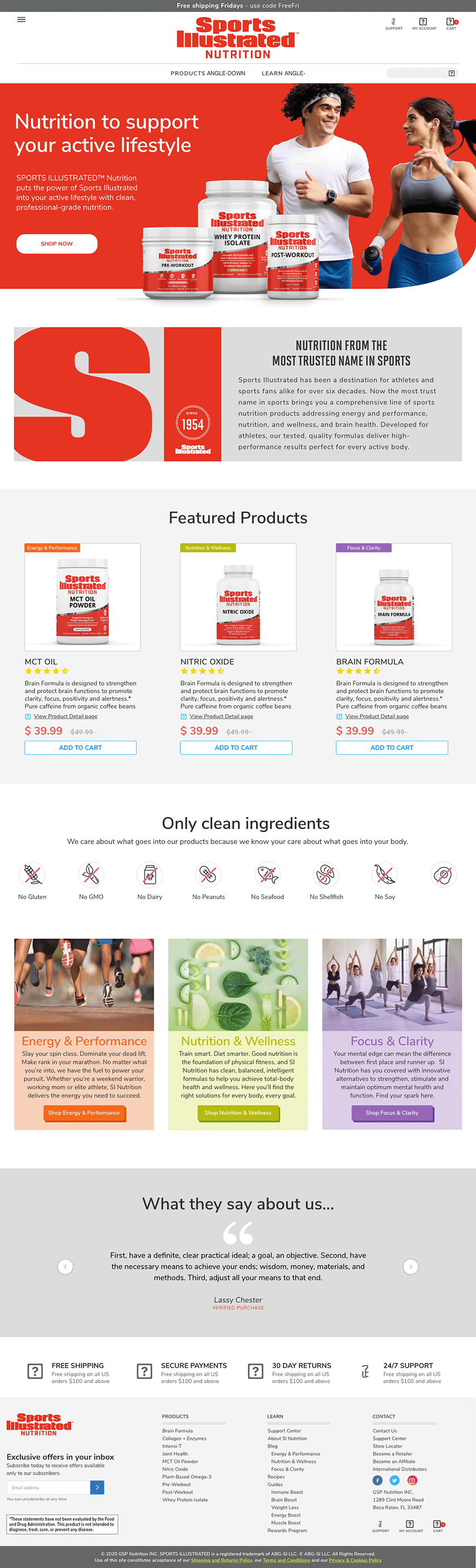 Sports Illustrated Nutrition home page design