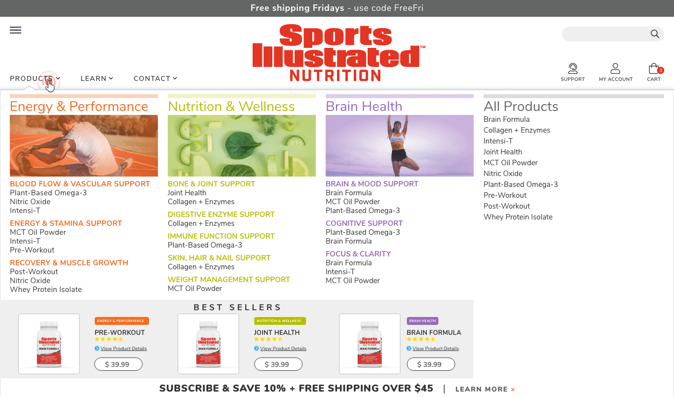 Custom programmed mega menu on Shopify