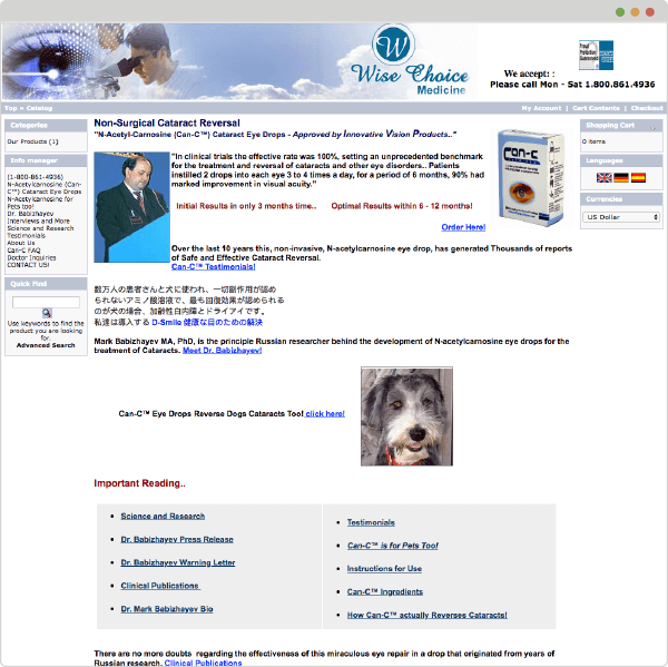 The original Wise Choice Medicine website before redesign