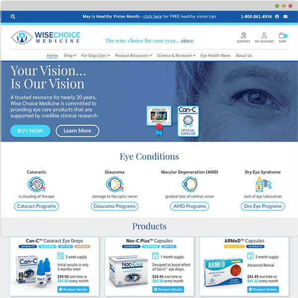 The redesigned Wise Choice Medicine website