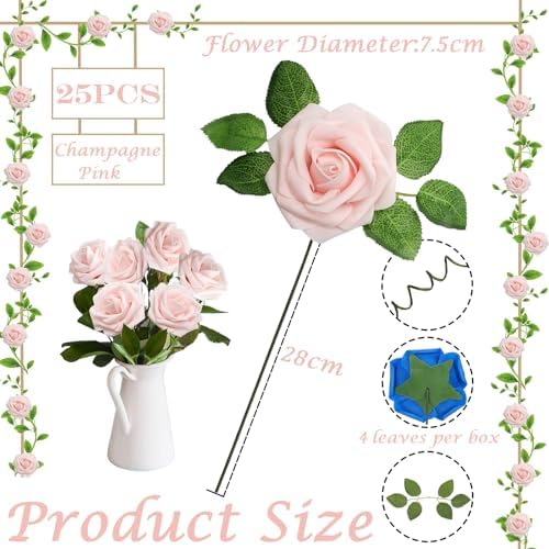 Vue 2 de Pieces Fleurs Artificielles Roses